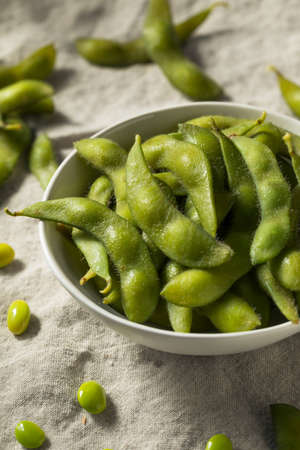Cooked Green Organic Edamame Beans with Sea Salt