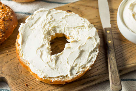 Homemade Creamy Cream Cheese in a Bowlの写真素材