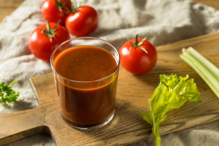 Homemade Spicy Tomato Juice in a Glassの写真素材