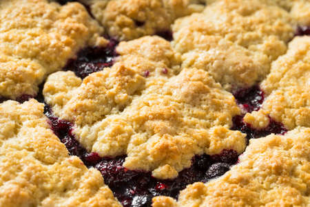 Homemade Berry Cobbler with Ice Cream Ready to Eatの写真素材