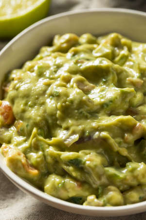 Homemade Organic Guacamole and Chips with Lime