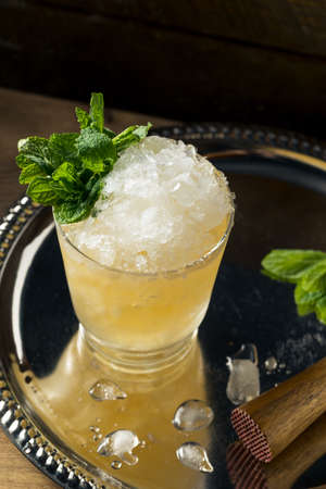 Frozen Boozy Bourbon Mint Julep in a Glassの写真素材