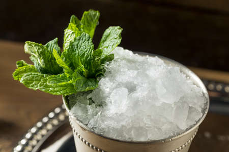 Frozen Boozy Bourbon Mint Julep in a Glassの写真素材