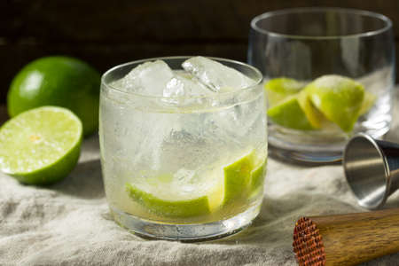 Refreshing Cold Caipirinha Cocktail with Cachaca and Limeの写真素材