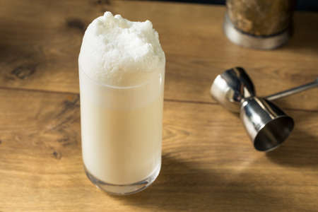 Homemade Frothy Ramos Gin Fizz Cocktail with Cream