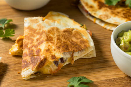 Homemade Vegetarian Quesadilla with Cheese Beans and Pico