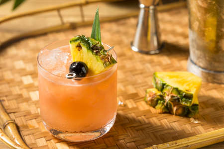 Homemade Boozy Mai Tai Cocktail with PIneapple and Orgeat