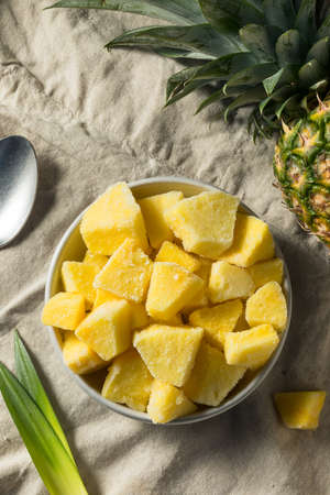 Yellow Organic Frozen Pineapple Slices to Eatの写真素材