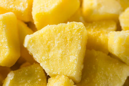 Yellow Organic Frozen Pineapple Slices to Eatの写真素材