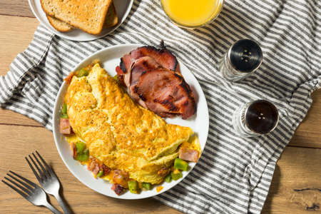Homemade Ham and Pepper Denver Omelette with Cheddar Cheeseの写真素材