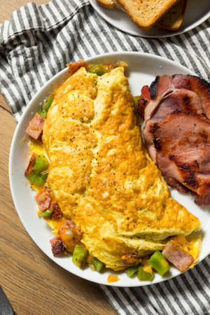 Homemade Ham and Pepper Denver Omelette with Cheddar Cheeseの写真素材