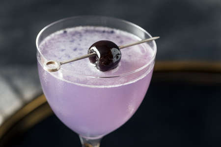 Boozy Refreshing Aviation Cocktail with Gin and Violette Liquor