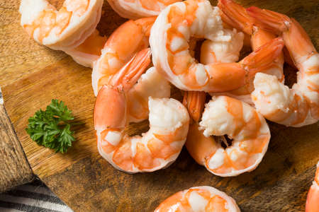 Homemade Boiled Shrimp Appetizer with Cocktail Sauceの写真素材