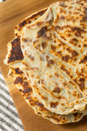 Homemade Norwegian Potato Lefse Flatbread with Sugar and Butter