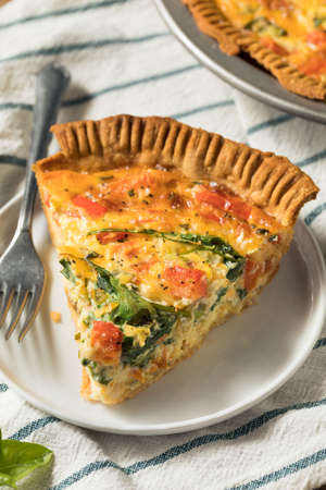 Healthy Veggie Quiche for Breakfast with Spinach and Tomato