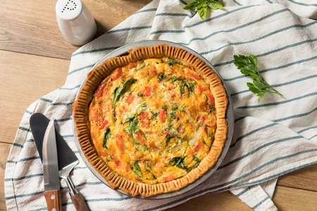 Healthy Veggie Quiche for Breakfast with Spinach and Tomato