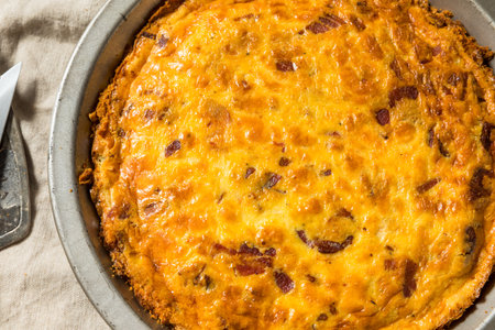 Homemade Breakfast Bacon Quiche with Eggs and Cheddar