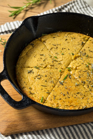 Homemade Italian Chickpea Socca Flatbread with Rosemary and Olive Oilの写真素材