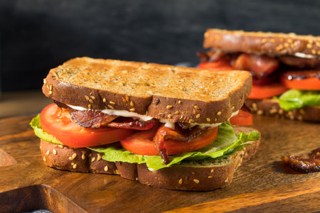 Homemade Bacon BLT Sandwich with Lettuce and Tomato