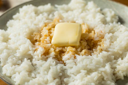 Homemade Japanese Butter Rice with Soy Sauceの写真素材