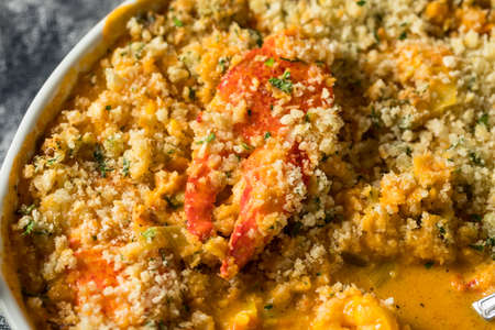 Homemade Seafood Gratin Dish with Lobster and Shrimpの写真素材