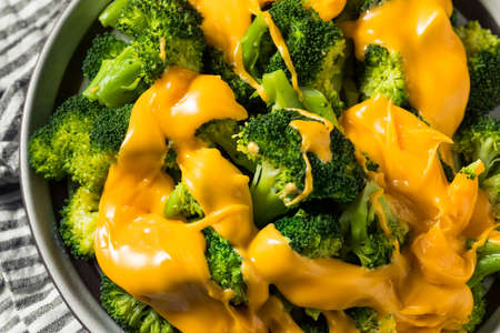 Homemade Cheesy Steamed Broccoli Ready to Eatの写真素材