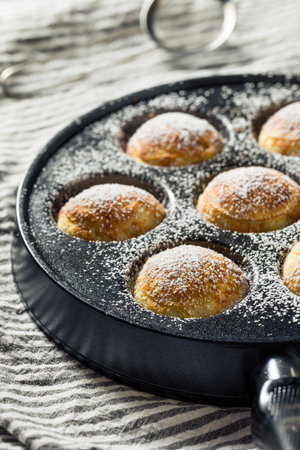 Homemade Healthy Breakfast Ebelskivers with Powdered Sugarの写真素材