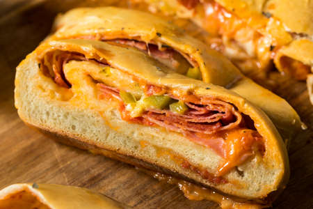 Homemade Italian Stromboli with Pepperoni Cheese and Peppers