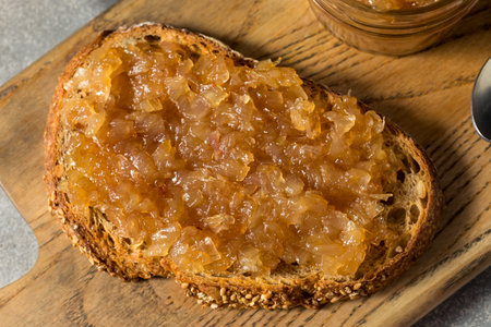 Homemade Healthy Shallot Jam in a Jarの写真素材