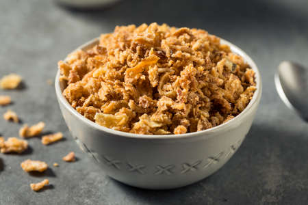 Homemade Organic Crispy Fried Onions in a Bowl