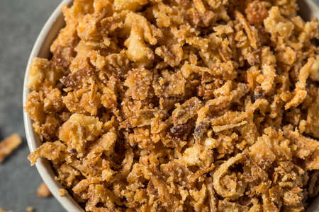 Homemade Organic Crispy Fried Onions in a Bowl