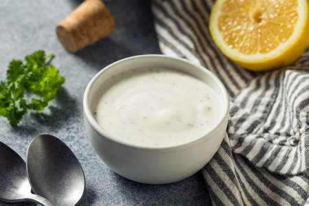 Homemade Organic Ranch Dressing in a Bowlの写真素材