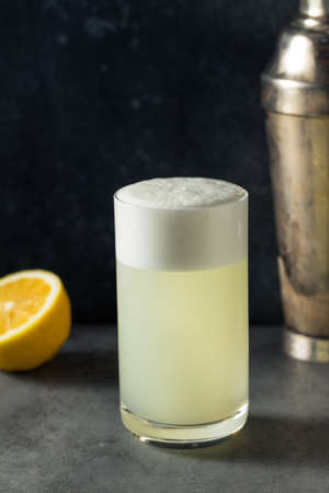 Boozy Refreshing Lemon Gin Fizz with an Egg Whiteの写真素材