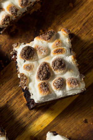 Sugary Homemade Chocolate Smores Brownies with Toasted Marshmallowsの写真素材