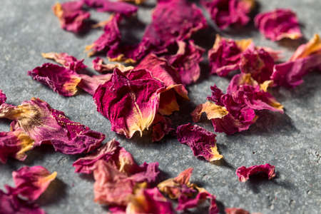 Healthy Organic Culinary Rose Petals in a Bowlの写真素材
