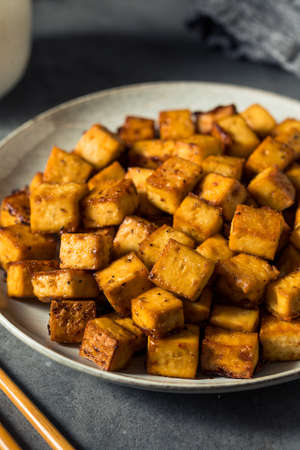 Healthy Homemade Crispy Asian Tofu Ready to Eatの写真素材