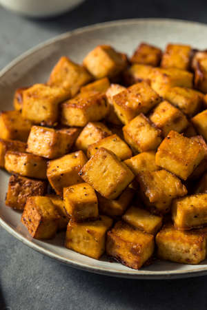 Healthy Homemade Crispy Asian Tofu Ready to Eatの写真素材