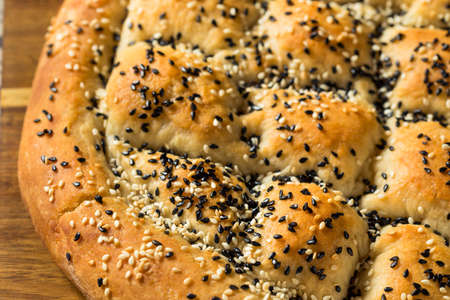 Healthy Homemade Sesame Turkish Bread Ready to Eatの写真素材