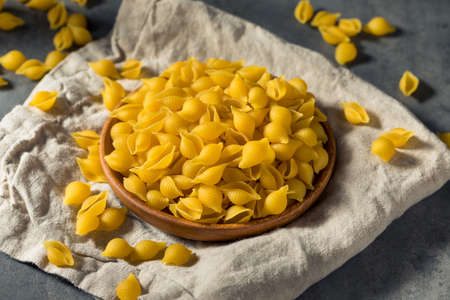 Raw Dry Organic Medium Pasta Shells Ready to Cookの写真素材