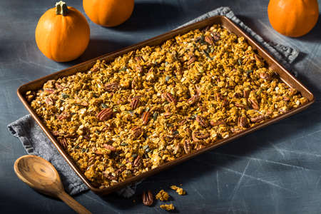 Healthy Homemade Autumn Pumpkin Spice Granola Ready to Eatの写真素材
