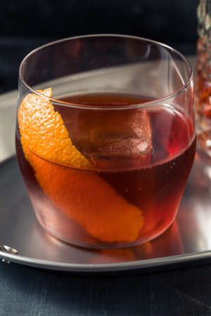 Boozy Refreshing Cold Brew Negroni with Gin and Orangeの写真素材