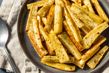 Homemade Roasted Parnsip Fries with Salt Pepper and Thyme