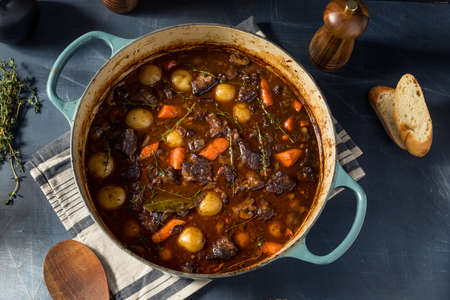 Hearty Homemade Gourmet Beef Stew with Carrots and Potatoesの写真素材