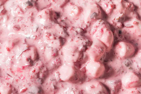 Homemade Christmas Cranberry Salad Dessert with Marshmallows