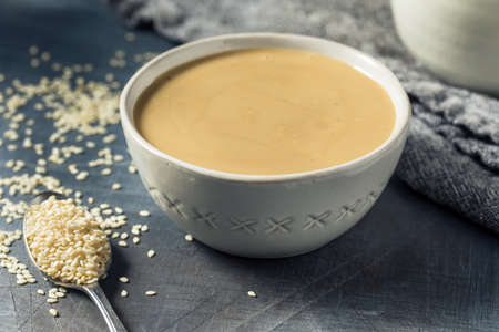 Homemade Organic Sesame Tahini Sauce in a Bowl