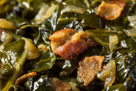 Homemade Southern Sauteed Collard Greens with Onion and Bacon