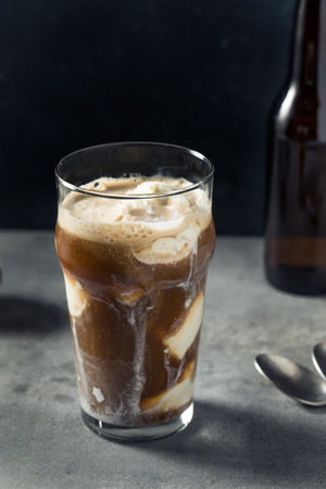 Cold Stout Beer Ice Cream Float in a Pint Glass