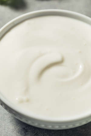 Homemade Creamy Mexican Crema Dip in a Bowlの写真素材