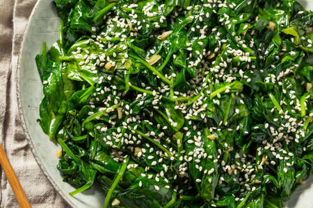 Homemade Sesame Asian Spinach Salad with Soy Sauce