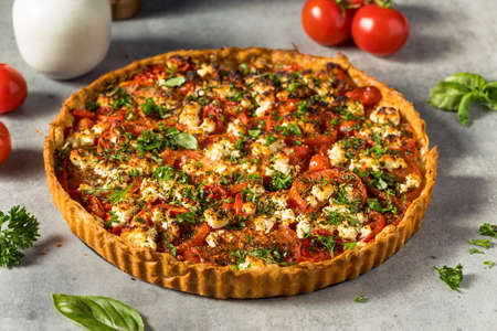 Healthy Homemade Tomato Feta Tart Pastry with Herbs